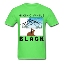 Load image into Gallery viewer, Hiking While Black Unisex T-Shirt, Hiker & Mountains - kiwi
