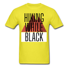 Load image into Gallery viewer, Hiking While Black Unisex T-Shirt, Classic - yellow
