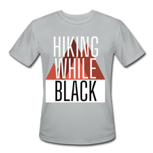 Load image into Gallery viewer, Hiking While Black Men’s Moisture Wicking Performance T-Shirt - silver
